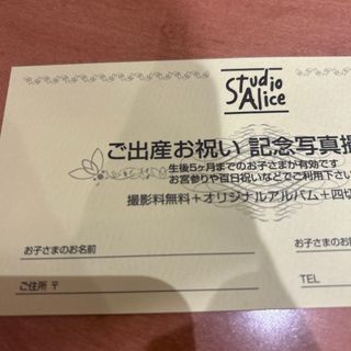 スタジオアリス　出産お祝い記念写真撮影券(アルバム)