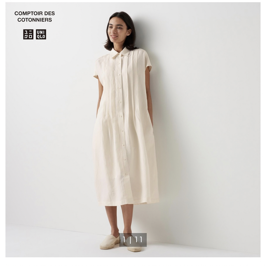 UNIQLO(ユニクロ)のユニクロ　UNIQLO リネンブレンドシャツワンピース（半袖） レディースのワンピース(ロングワンピース/マキシワンピース)の商品写真