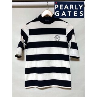 パーリーゲイツ(PEARLY GATES)のPEARLYGATESパーリーゲイツハイネックボーダーシャツ七分袖　ゴルフウェア(ウエア)