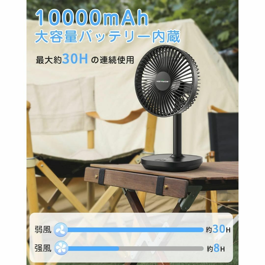 KEYNICE 卓上扇風機 静音 小型 自動首振り 5段階タイマー 10000m スマホ/家電/カメラの冷暖房/空調(その他)の商品写真