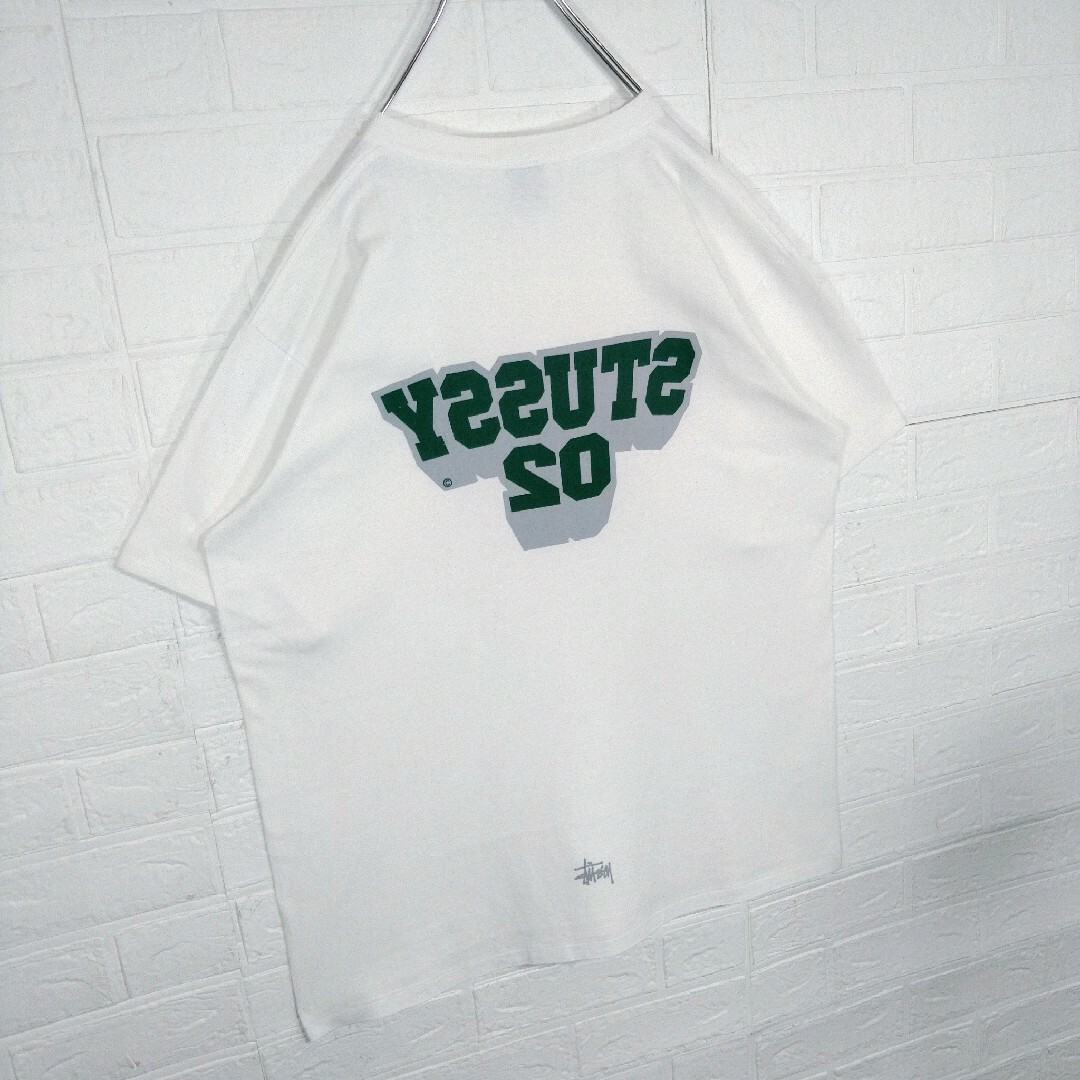 STUSSY(ステューシー)の【STUSSY】90s'紺タグ USA製　カレッジ　グリーンビッグロゴ　Tシャツ メンズのトップス(Tシャツ/カットソー(半袖/袖なし))の商品写真