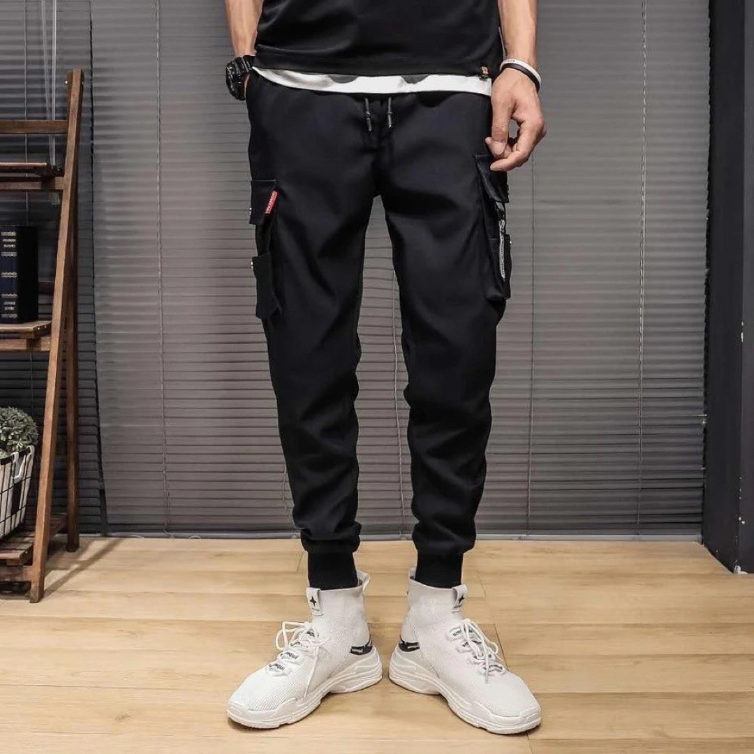 ジョガーパンツ　ストリートパンツ  ワーク　メンズ　シンプル　黒XL メンズのパンツ(ワークパンツ/カーゴパンツ)の商品写真