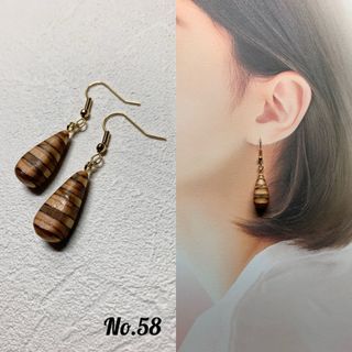 木製　フックピアス　木材　アクセサリー　イヤリング　ウッドアクセサリー(ピアス)