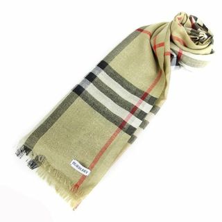 バーバリー(BURBERRY)のバーバリー ノバチェック ストール マフラー シルク ウール ベージュ系(ストール/パシュミナ)