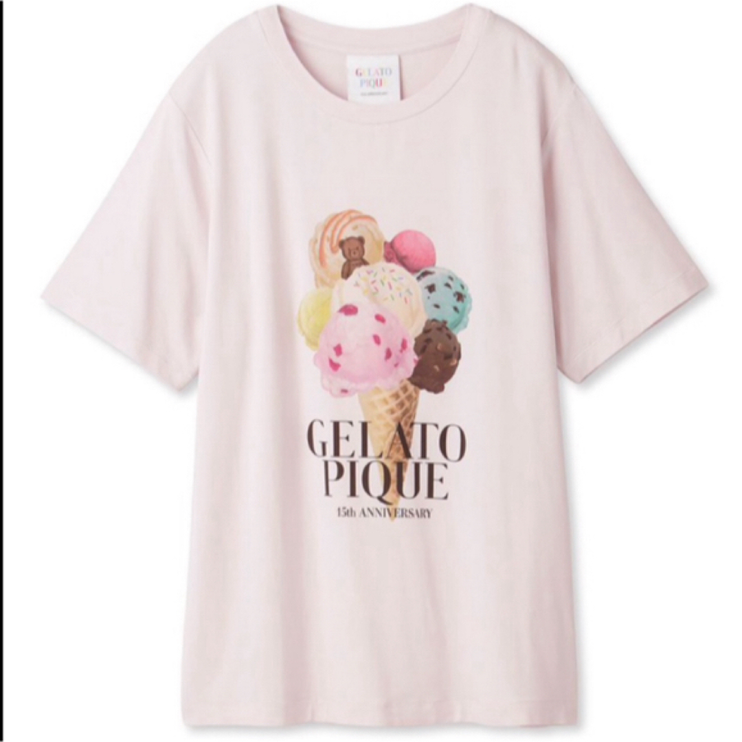 gelato pique(ジェラートピケ)のジェラートピケ　ジェラピケ ベア 15th ワンポイントTシャツ ピンク  レディースのルームウェア/パジャマ(ルームウェア)の商品写真