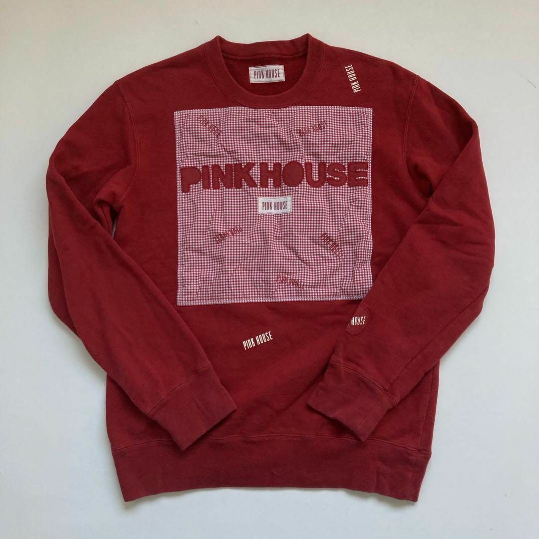 PINK HOUSE(ピンクハウス)のPINK HOUSE ピンクハウス スウェット Lサイズ 赤  ギンガムチェック レディースのトップス(トレーナー/スウェット)の商品写真