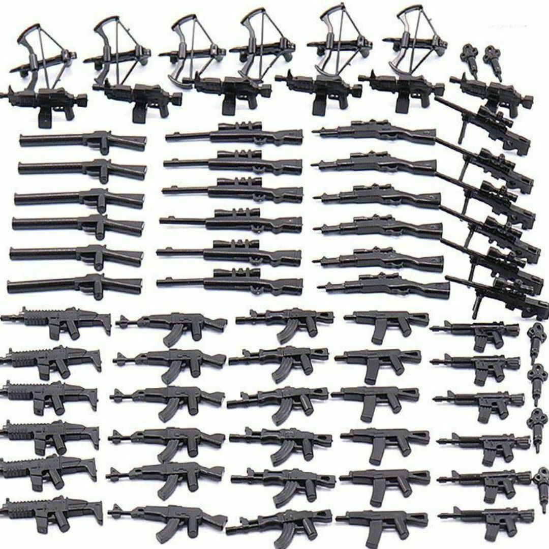 黒 60個 レゴ 武器 LEGO 互換 銃 ライフル ミリタリー n0 キッズ/ベビー/マタニティのおもちゃ(積み木/ブロック)の商品写真