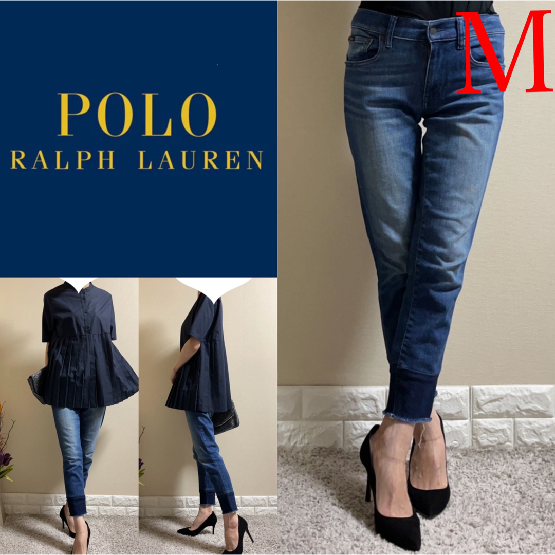 Ralph Lauren(ラルフローレン)のPOLO RALPH LAUREN ラルフローレン 裾切替　スキニーデニム M レディースのパンツ(デニム/ジーンズ)の商品写真