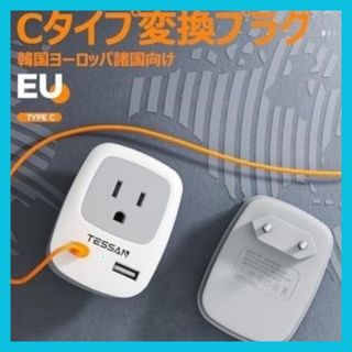 TESSAN 変換プラグ Cタイプ 海外 USB-A USB-C付属 コンセント