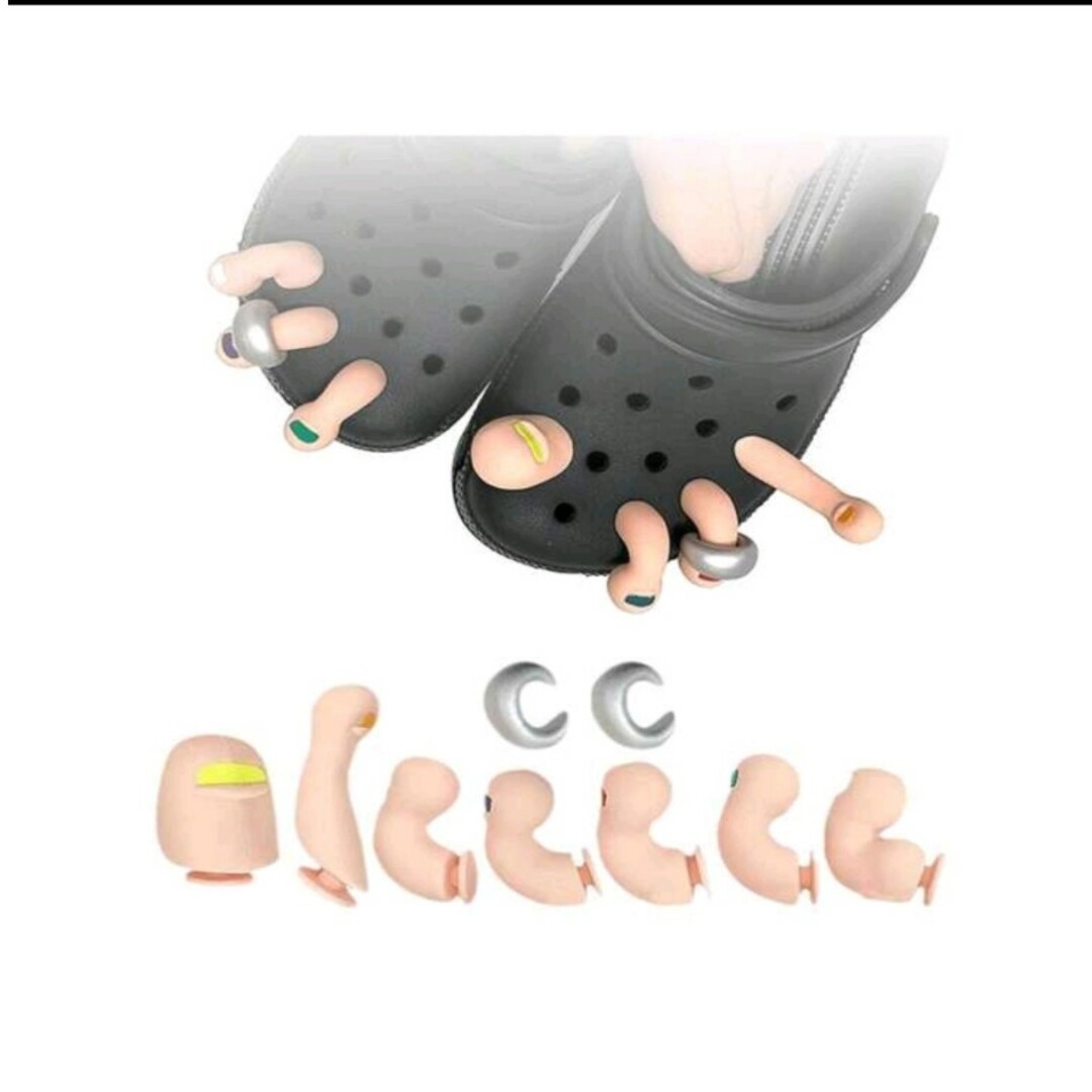♡新品 ジビッツクロックス7個セット足の指ゆびネタ面白い可愛い肌色ペディキュア レディースのアクセサリー(その他)の商品写真