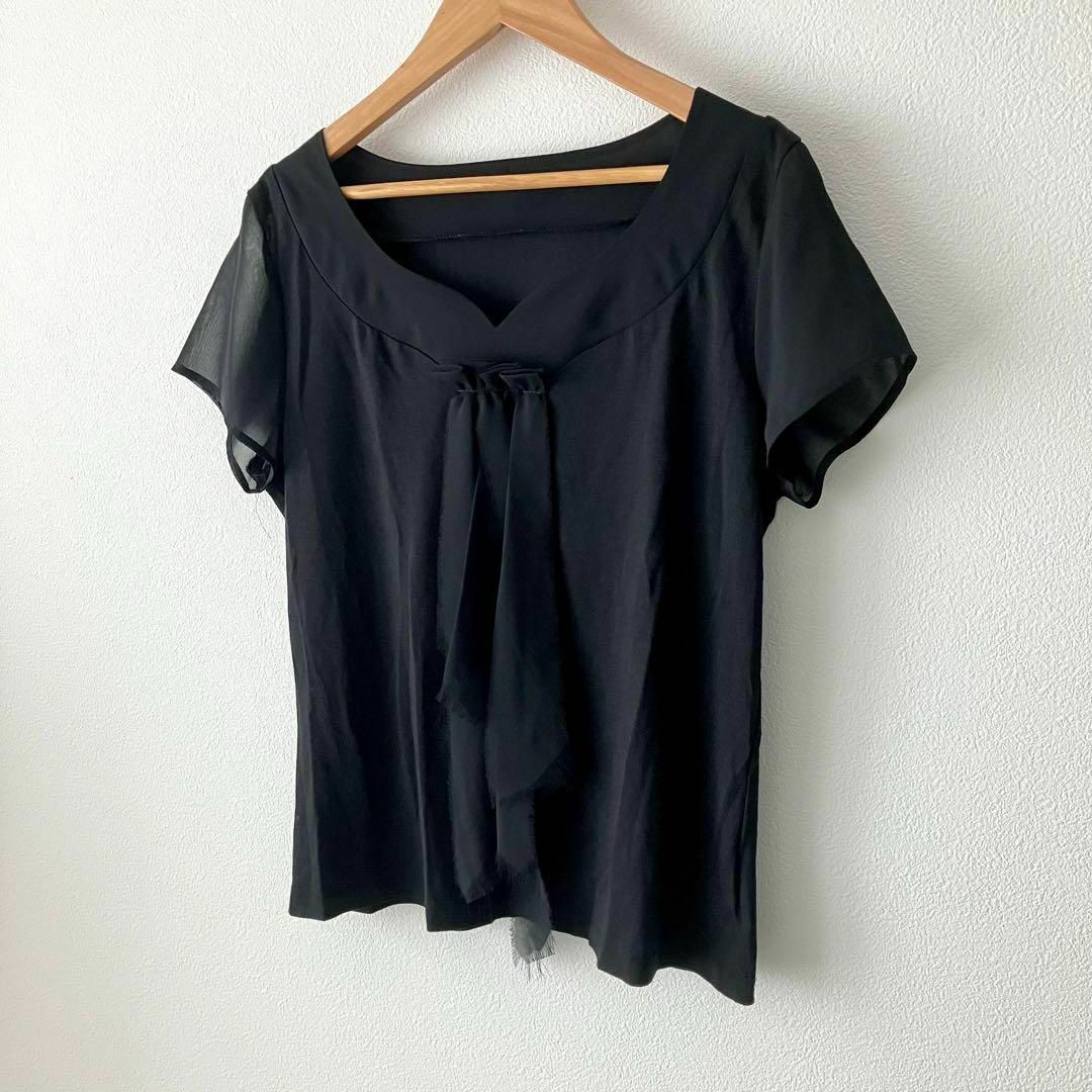 LANVIN(ランバン)のLANVIN ランバン 黒 デザインチュニック 40サイズ Lサイズ Tシャツ レディースのトップス(Tシャツ(半袖/袖なし))の商品写真