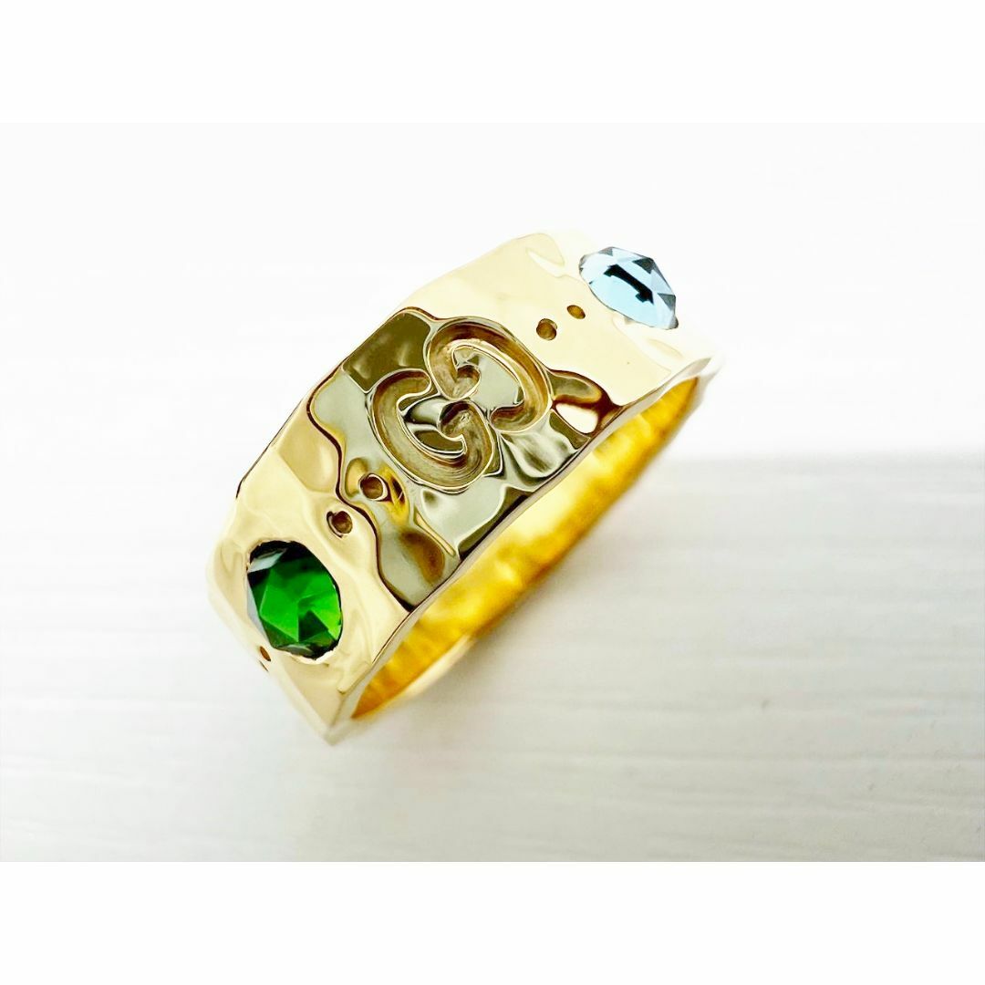 Gucci(グッチ)のレア　美品　グッチ　750YG　ピエトラ　ストーン　アイコン　リング　指輪　10 レディースのアクセサリー(リング(指輪))の商品写真