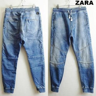 ザラ(ZARA)のZARA MAN　バイカージョガーデニムパンツ　【M】　ストレッチ　明青　トルコ(デニム/ジーンズ)