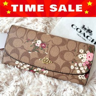 コーチ(COACH)の【新品未使用】COACH コーチ 長財布 エンベロープ 花柄 フローラルプリント(財布)