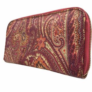 エトロ(ETRO)のETRO エトロ 長財布 ラウンドファスナー ペイズリー柄 ピンク PVC系(財布)