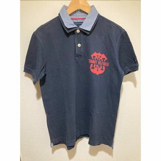 トミーヒルフィガー(TOMMY HILFIGER)のトミーヒルフィガー 古着 ポロシャツ L ブラック  ワンポイントロゴ 90s(ポロシャツ)