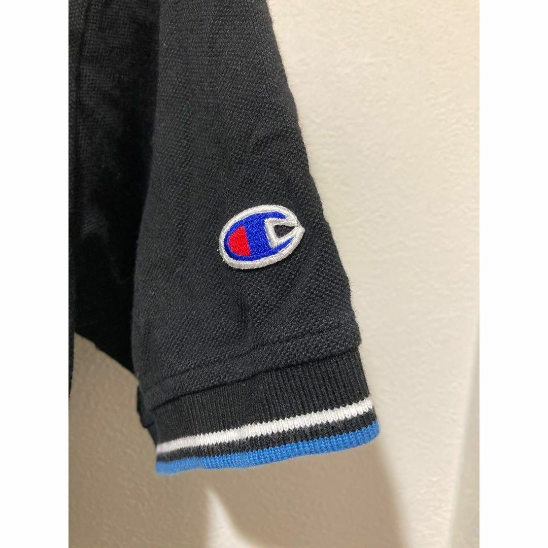 Champion(チャンピオン)のチャンピオン 古着 ポロシャツ ＸＬ ブラック   ワンポイントロゴ 90s メンズのトップス(ポロシャツ)の商品写真