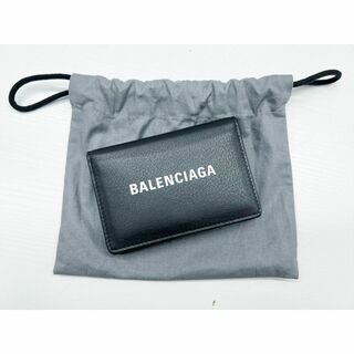 バレンシアガ(Balenciaga)の美品　バレンシアガ　エブリデイ　ロゴ　フラップカードケース　名刺入れ　黒(名刺入れ/定期入れ)