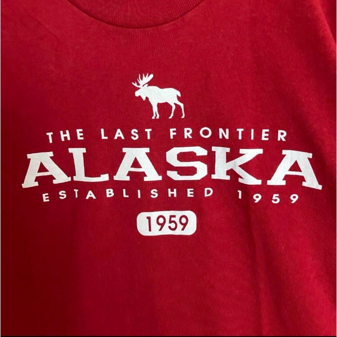 VINTAGE(ヴィンテージ)のALASkAアラスカトナカイアニマルTシャツオーバーサイズ半袖tee赤tシャツ メンズのトップス(Tシャツ/カットソー(半袖/袖なし))の商品写真