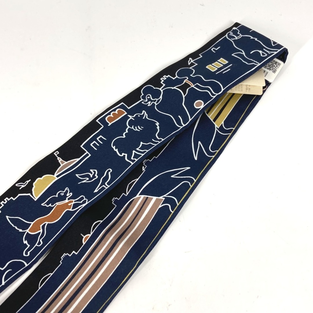 Hermes(エルメス)のエルメス HERMES LES CHIENS PARISIENS パリジャンの犬 ツイリー ツィリー バンドースカーフ スカーフ シルク ブラック 新品 レディースのファッション小物(バンダナ/スカーフ)の商品写真