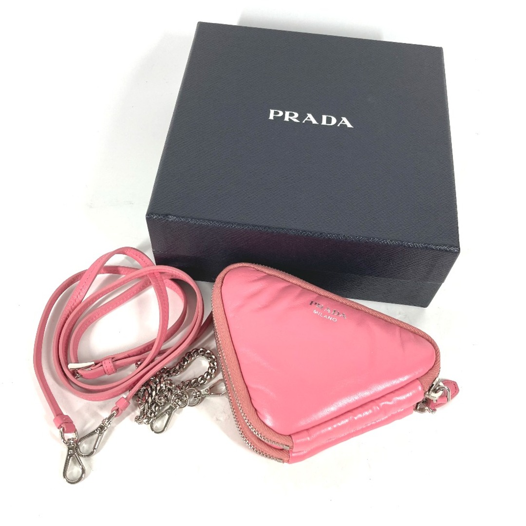 PRADA(プラダ)のプラダ PRADA ダブルトライアングル 三角ロゴ プレート チェーン 斜め掛け 3WAY ポシェット ポーチ ショルダーバッグ レザー ピンク 美品 レディースのバッグ(ショルダーバッグ)の商品写真