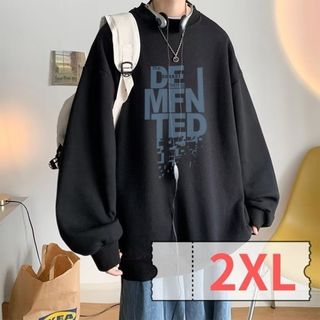 【新品】メンズ　長袖　トレーナー　スウェット　ブラック　2XL　ストリート系(スウェット)