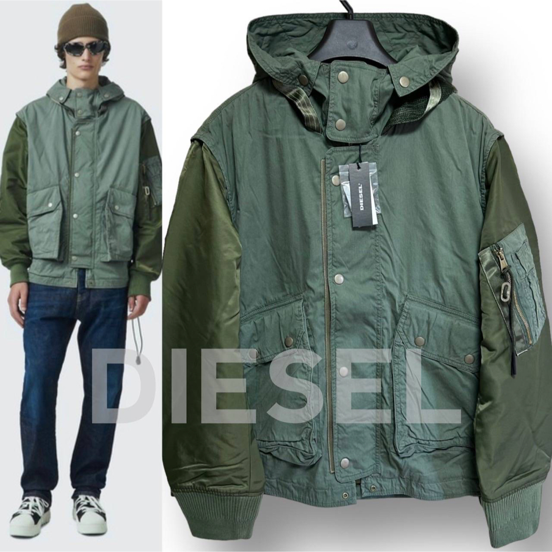 DIESEL(ディーゼル)の新品 DIESEL ディーゼル 中綿 フーデット ジャケット ブルゾン L メンズのジャケット/アウター(フライトジャケット)の商品写真