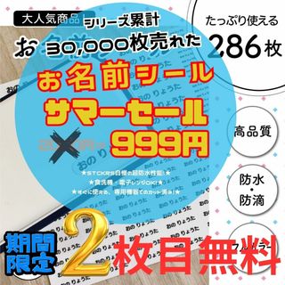 《期間限定2枚目無料》お名前シール×286枚 ホワイト カット済み超防水S371(ネームタグ)