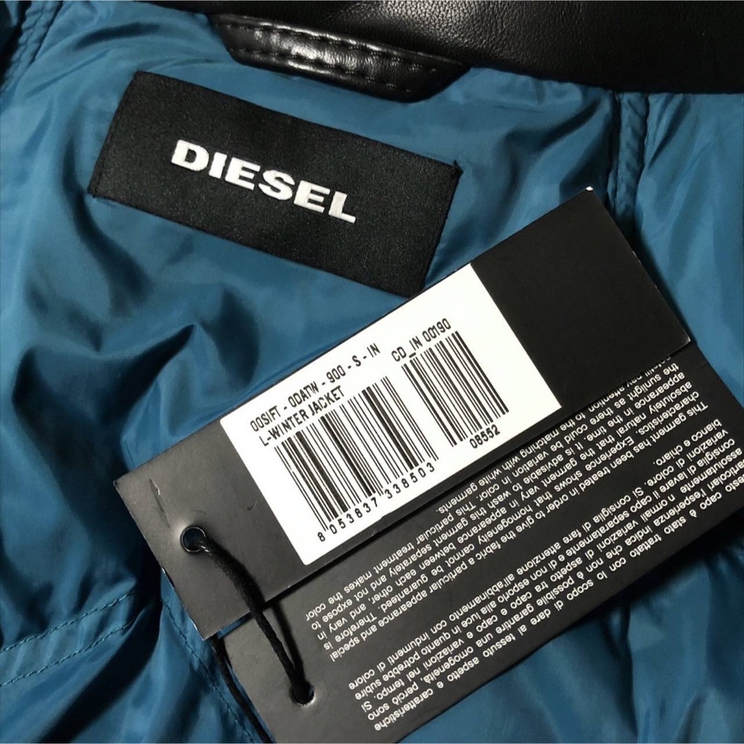 DIESEL(ディーゼル)の新品 DIESEL ディーゼル ラムレザー × ナイロン 中綿 ジャケット S メンズのジャケット/アウター(ブルゾン)の商品写真