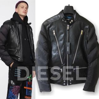 ディーゼル(DIESEL)の新品 DIESEL ディーゼル ラムレザー × ナイロン 中綿 ジャケット S(ブルゾン)