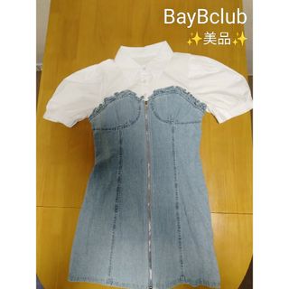 【№616】BayBclub パフスリシャツドッキングデニムミニワンピース(ミニワンピース)