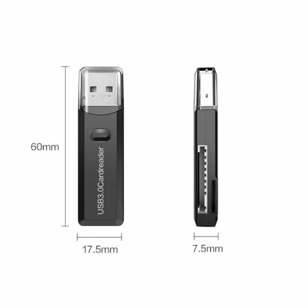 USB カードリーダー ホワイト USB SDカード 変換アダプター 2in1 スマホ/家電/カメラのPC/タブレット(PC周辺機器)の商品写真
