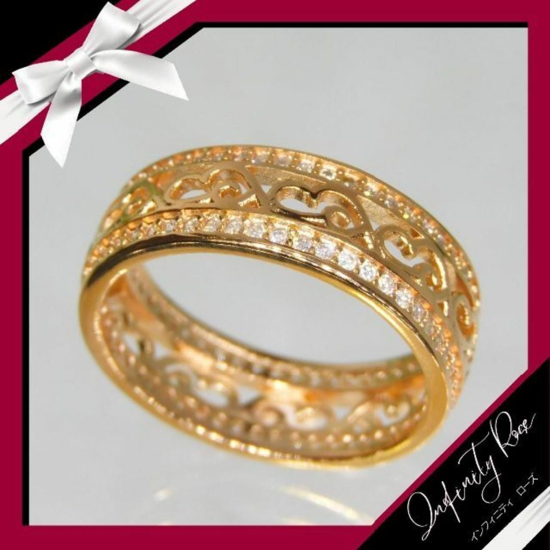 （1216）16号　ピンクゴールドハートモチーフ小粒スワロリング　指輪 レディースのアクセサリー(リング(指輪))の商品写真
