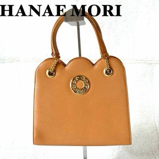 ハナエモリ(HANAE MORI)の希少◆ハナエモリ ハンドバッグ オレンジ チェーン  サークルロゴ ゴールド金具(ハンドバッグ)