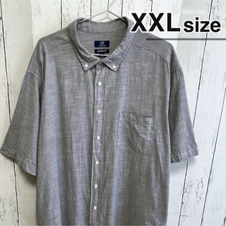 シャツ(shirts)のUSA古着　半袖シャツ　XXLサイズ　グレー　無地　コットン　オーバーサイズ(シャツ)