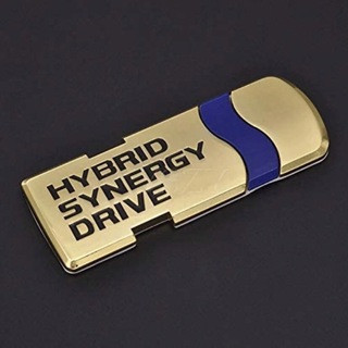 ゴールド　HYBRID 車ステッカープレートエンブレムクロームメタルハイブリッド