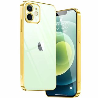 【色:金】iPhone12 mini ケース クリア 耐衝撃 アイフォン12mi(その他)