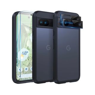 Google Pixel 8a ケース ブラック 画面保護 カメラレンズ保護(Androidケース)