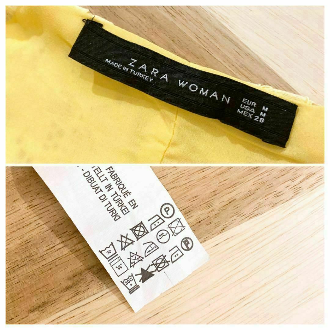 ZARA(ザラ)の夏色【ザラ】ZARA フラワー花柄レース ワンピース夏サマー M 黄イエロー レディースのワンピース(ひざ丈ワンピース)の商品写真