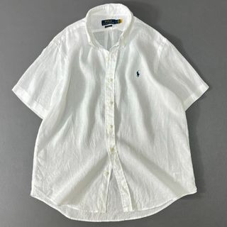 ポロラルフローレン(POLO RALPH LAUREN)の美品♪ポロラルフローレン リネンシャツ 半袖 サイズL ポニー刺繡 麻 hg4(シャツ/ブラウス(半袖/袖なし))