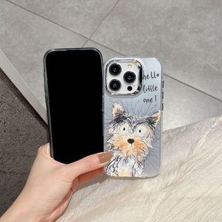 【大人気】iPhone15Pro　スマホ　ケース　韓国　犬　ヨークシャテリア(iPhoneケース)