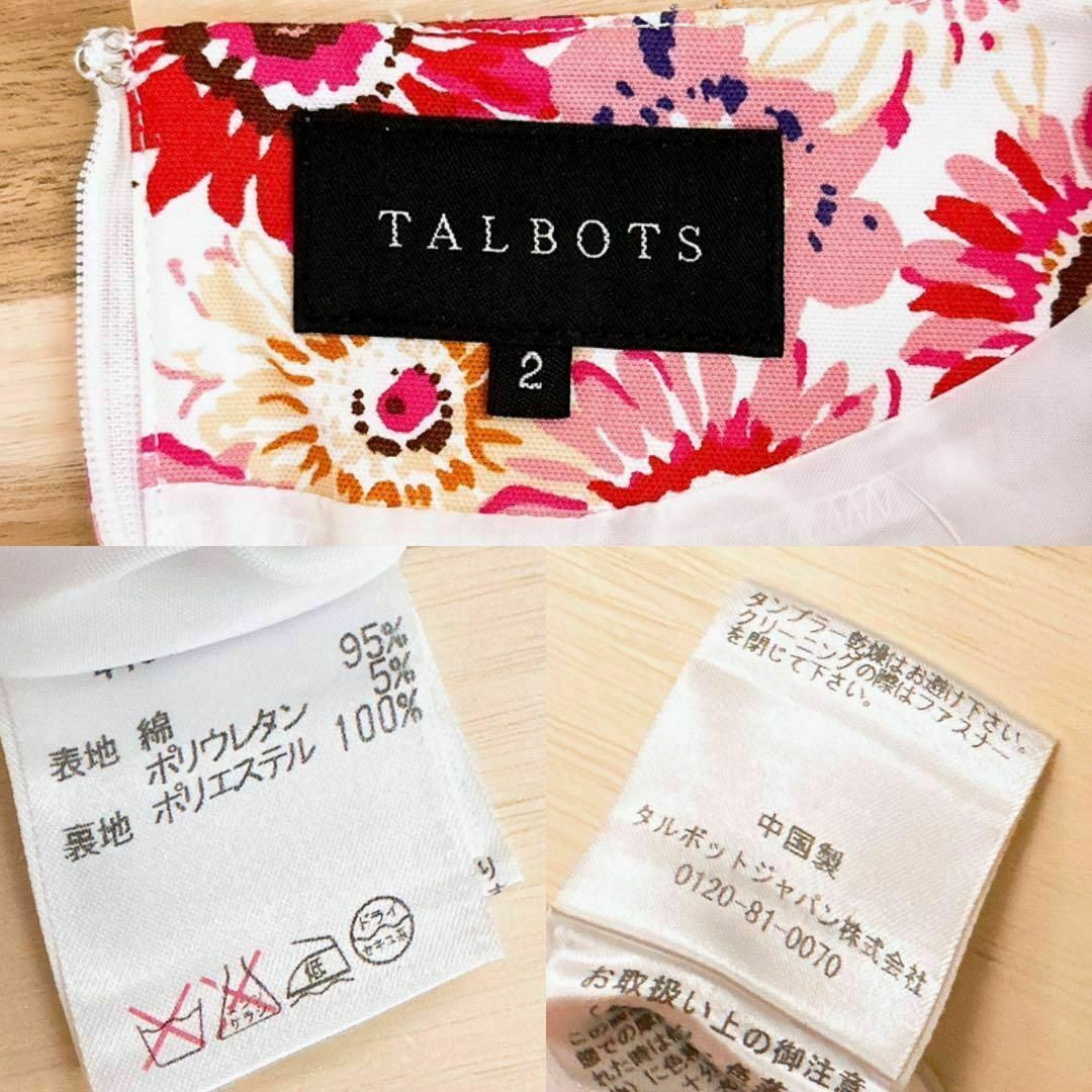 TALBOTS(タルボット)の【タルボット】TALBOTS 花柄 総柄 半袖 ワンピース M ピンク×白 レディースのワンピース(ひざ丈ワンピース)の商品写真