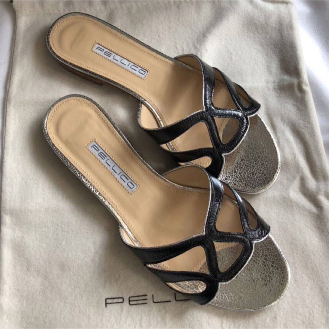 PELLICO(ペリーコ)のペリーコ　サンダル SAMI カッティングブラック＆シルバーラメ　新品　37.5 レディースの靴/シューズ(サンダル)の商品写真