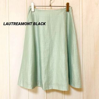 st930 LAUTREAMONT BLACK/艶感スカート/ライトグリーン(ひざ丈スカート)
