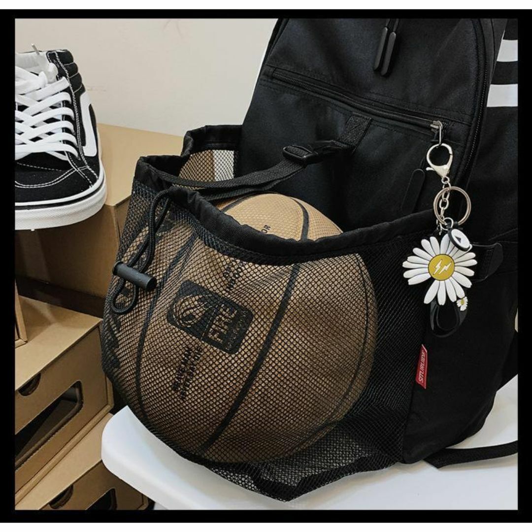 【L191-1】ボールバッグ　バスケ　黒　ボールリュック　部活 男女兼用　大容量 レディースのバッグ(リュック/バックパック)の商品写真