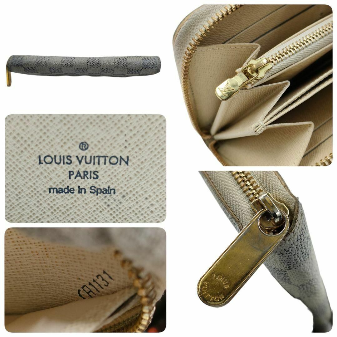 LOUIS VUITTON(ルイヴィトン)のルイヴィトン ダミエ アズール 長財布 ラウンドファスナー レザー ホワイト系 レディースのファッション小物(財布)の商品写真