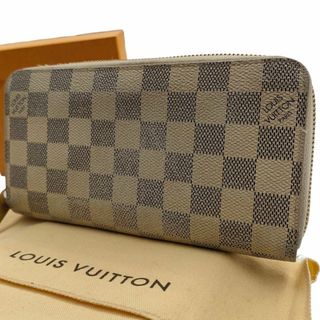 ルイヴィトン(LOUIS VUITTON)のルイヴィトン ダミエ アズール 長財布 ラウンドファスナー レザー ホワイト系(財布)