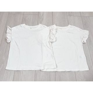 ジーユー(GU)のGU フリル 半袖 Tシャツ ホワイト 120cm 2枚セット(Tシャツ/カットソー)