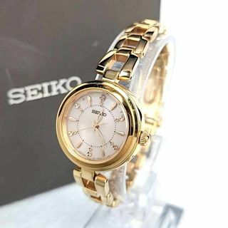 セイコー(SEIKO)の●美品△セイコーセレクション ラウンド ソーラー ピンク文字盤 箱付(腕時計)