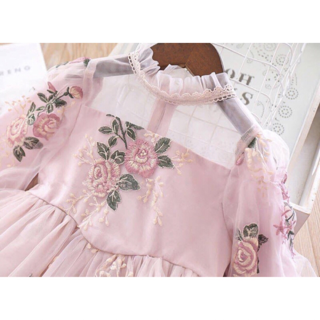 KWEA020チュールドレス 子供服 ワンピース 花柄 プリンセス 春夏 キッズ/ベビー/マタニティのキッズ服女の子用(90cm~)(ワンピース)の商品写真